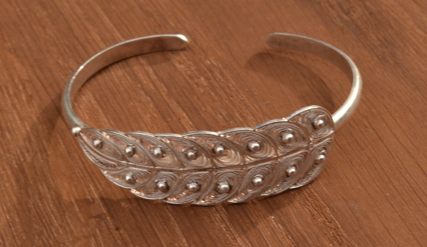 Leaf Sterling Silver Filigree Bangle