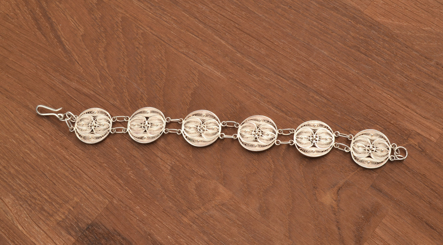 Sterling Silver Filigree Circle Pattern Bracelet