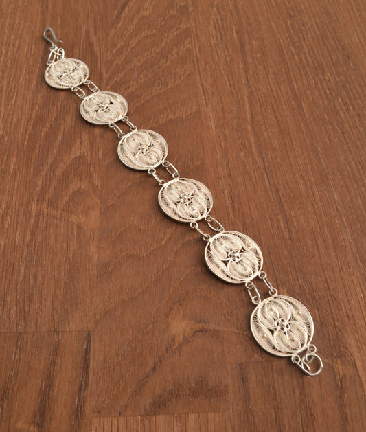 Sterling Silver Filigree Circle Pattern Bracelet