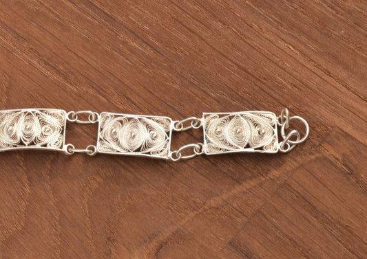 Sterling Silver Filigree Square Bracelet