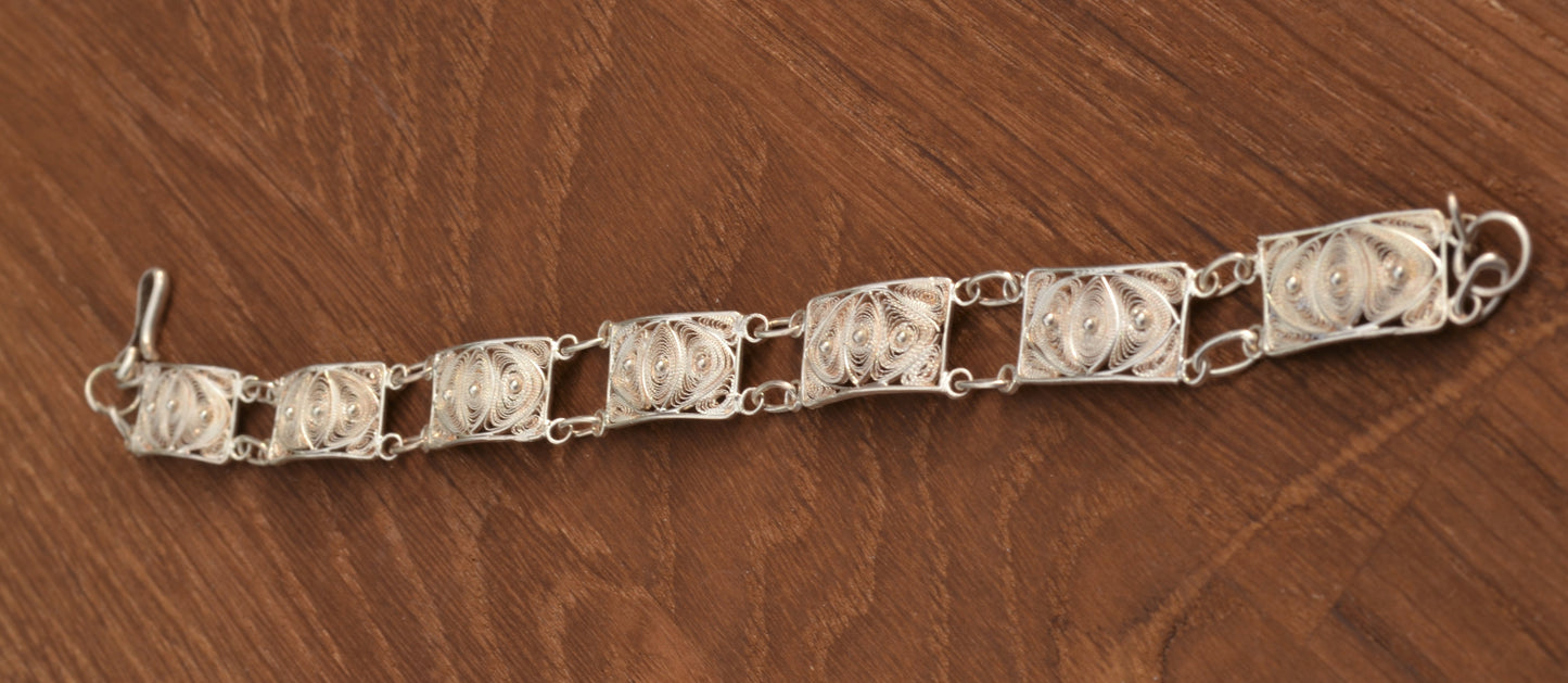 Sterling Silver Filigree Square Bracelet