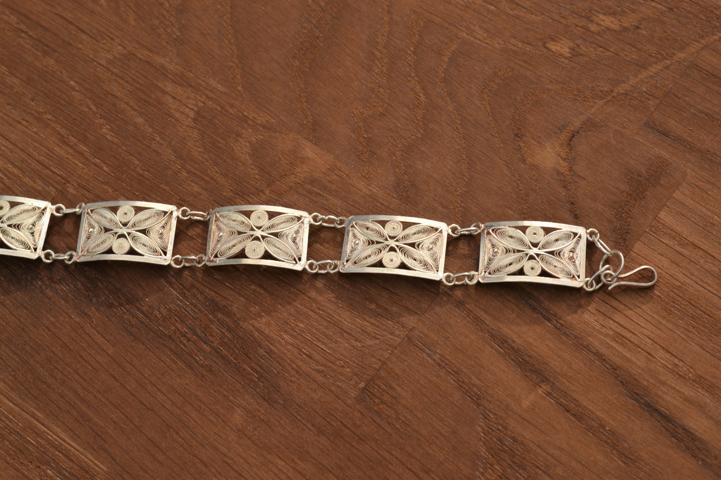 Squared Flower Sterling Silver Filigree Bracelet