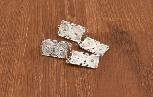 Rectangular Sterling Silver Filigree Earrings