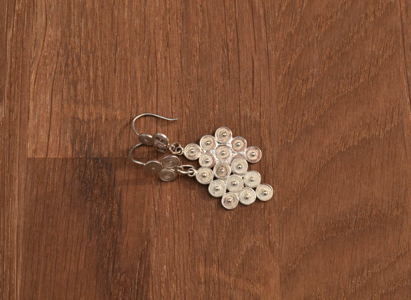 Joined Disc Sterling Silver Filigree Earrings