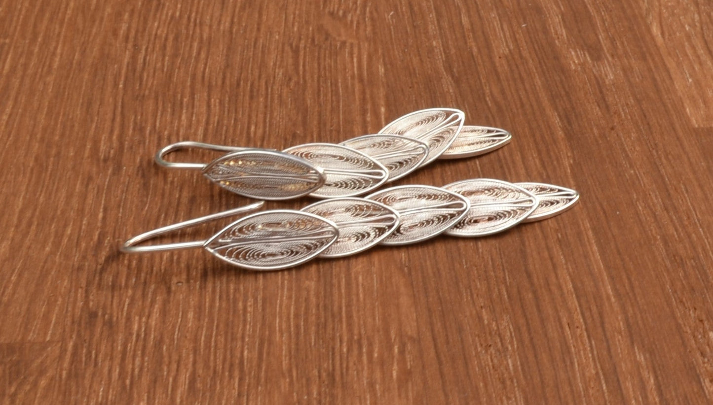 Overlapping Leaf Sterling Silver Filigree Earrings