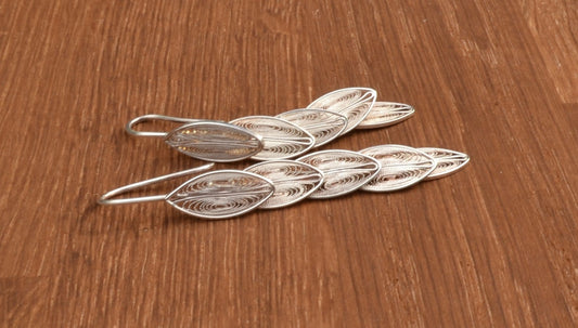 Overlapping Leaf Sterling Silver Filigree Earrings