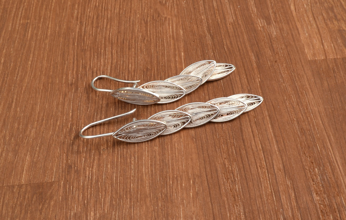 Overlapping Leaf Sterling Silver Filigree Earrings