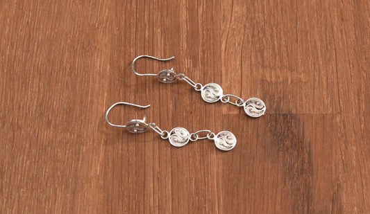 Yin Yang 3 piece Sterling Silver Filigree Earrings