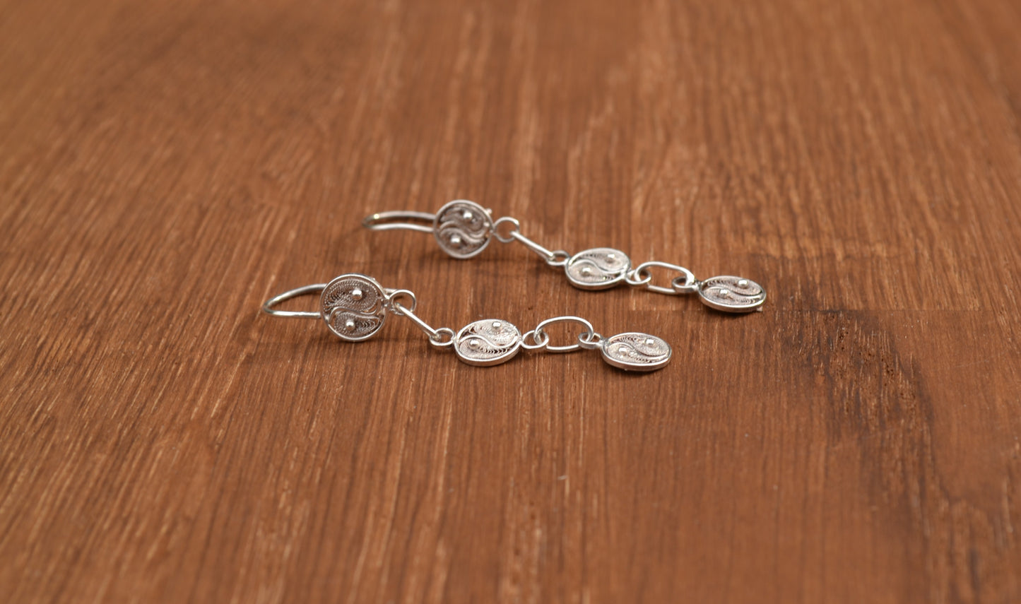 Yin Yang 3 piece Sterling Silver Filigree Earrings