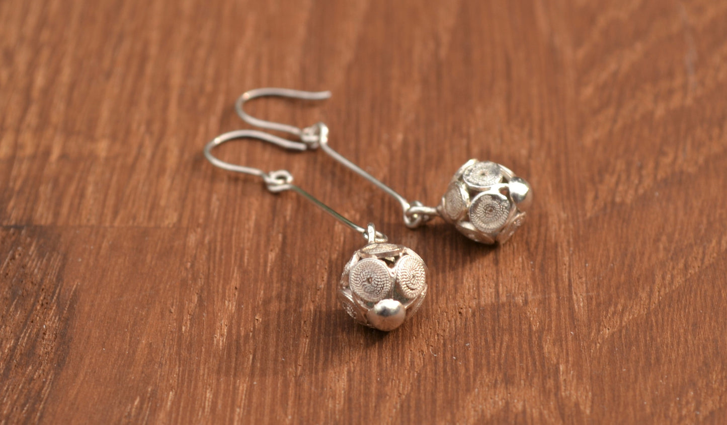 Sterling Silver Filigree Sphere Earrings