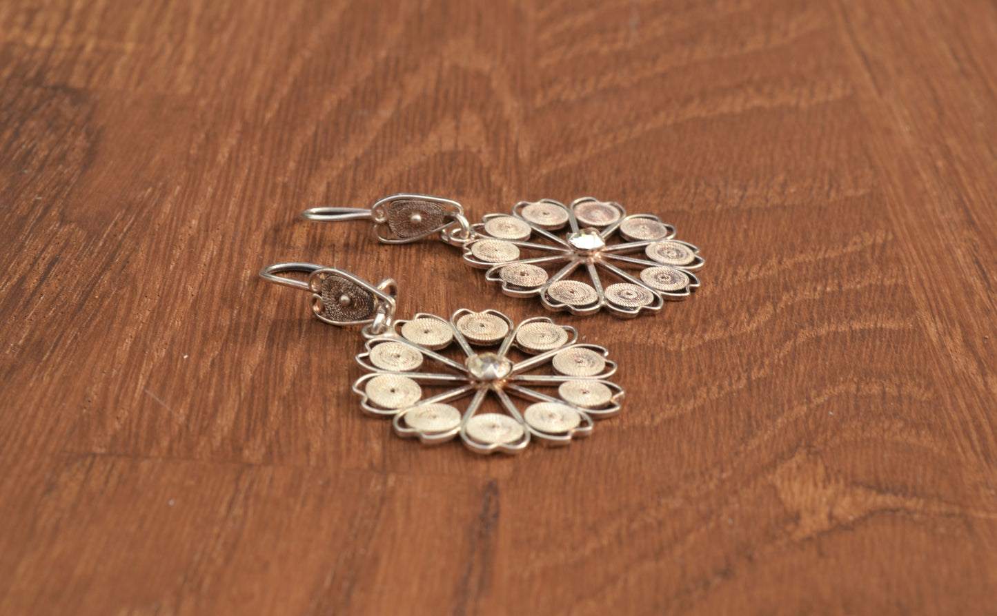 Sterling Silver Wheel Filigree Earring